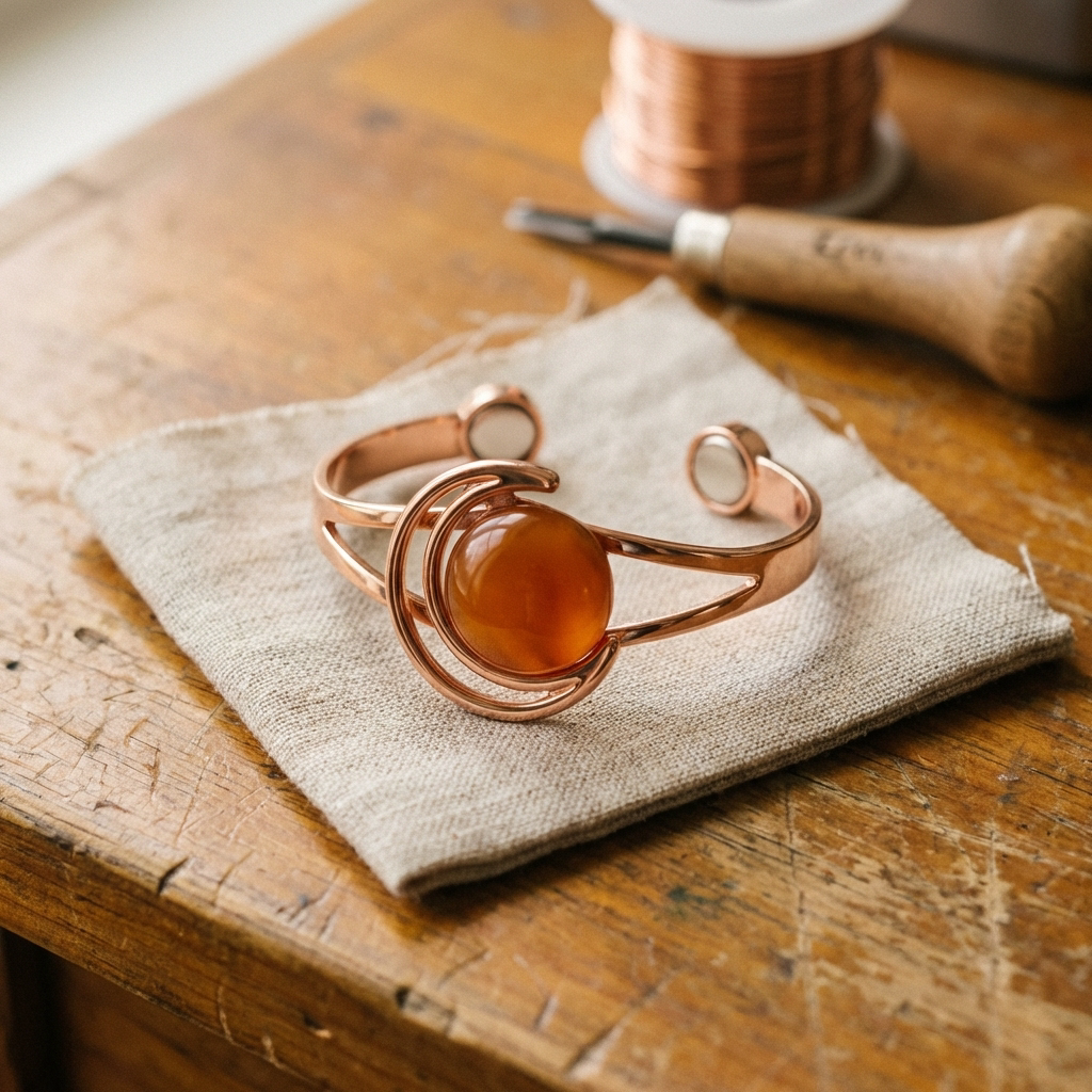 Sphäre Orange – Kupferarmband