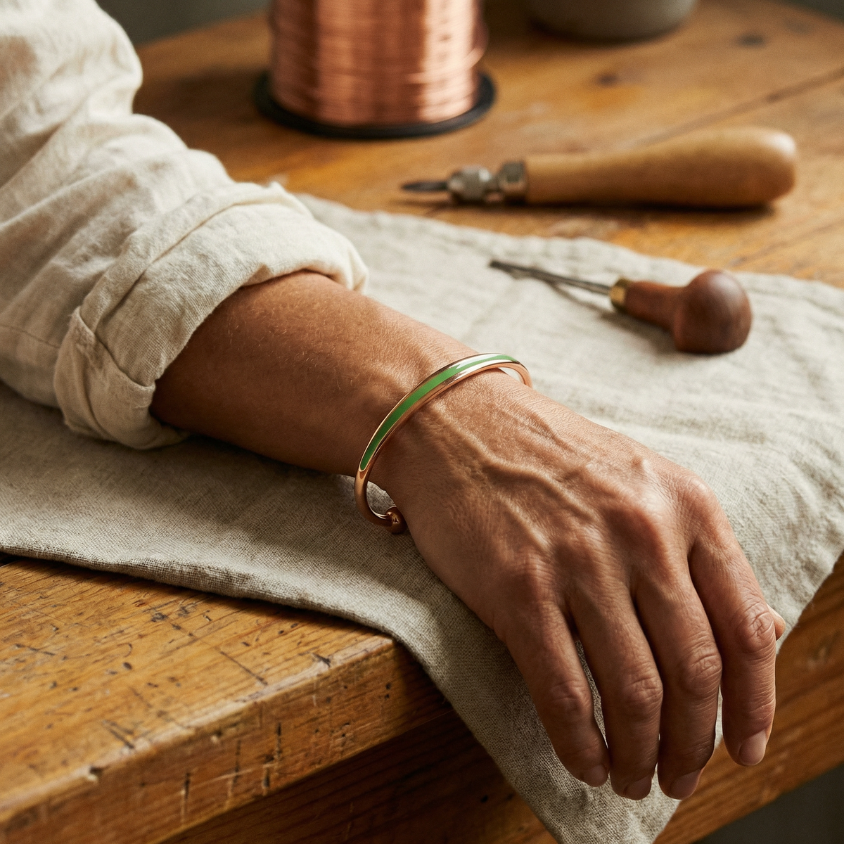 Jade – Kupferarmband