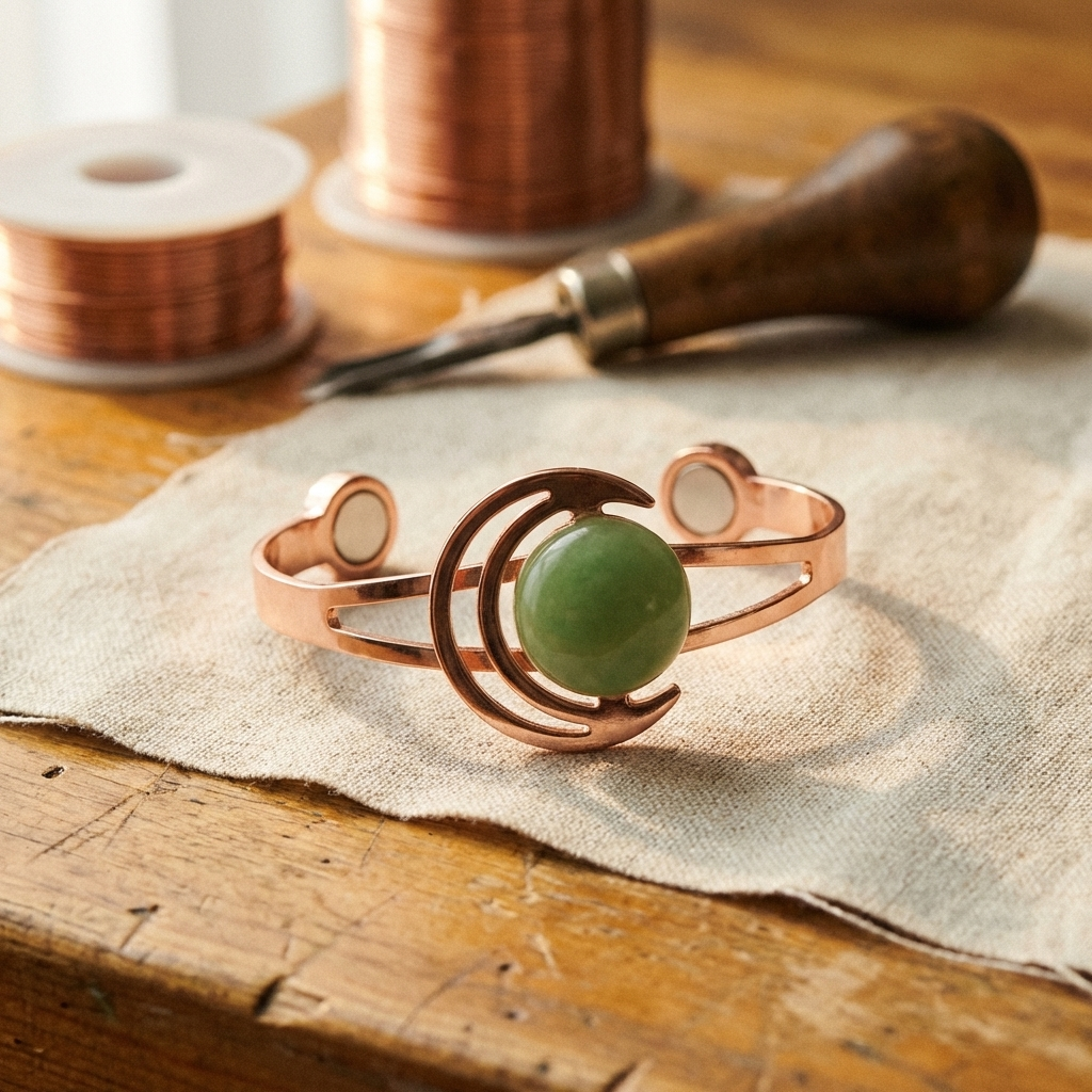 Sphäre Grün – Kupferarmband